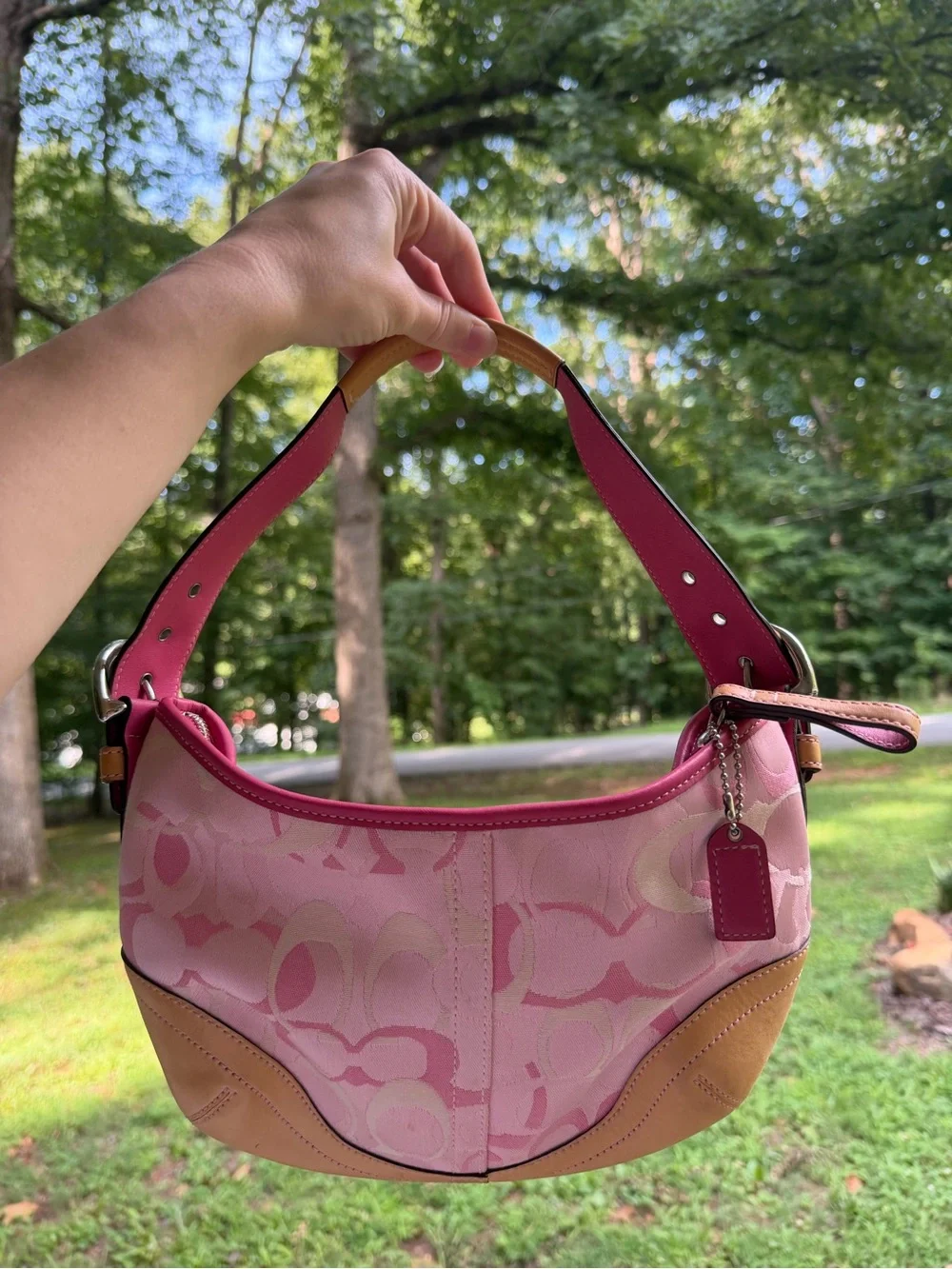 Vintage y2k coach Pink Optic Signature Soho Hobo Bag 1850